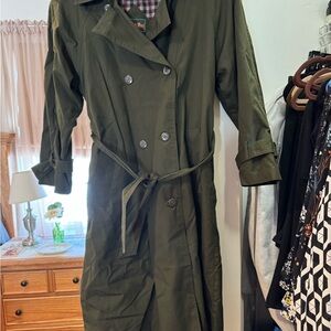 British Mist Trench Coat Hunter Green Removable Lining